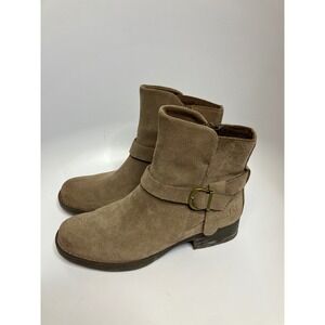 Born Syd tan suede ankle boots women's size 7.5 side zipper closure good quality